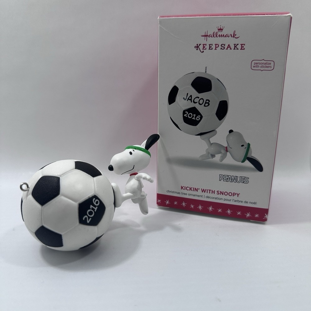 Hallmark Keepsake Peanuts Kickin' With Snoopy Soccer Ornament 2016 Boxed